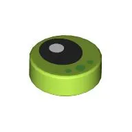 Tile Round 1 x 1 with Black Pupil, Green Dots print