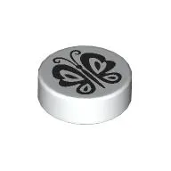 Tile Round 1 x 1 with Black Butterfly print