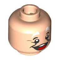 Minifig Head Happy, Thick White Eyebrows, Cheeks, Open Mouth Smile Without/With Teeth