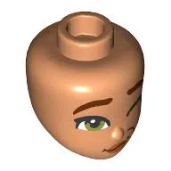 Minidoll Head, Medium Nougat Eyebrows, Olive Green Eyes, Medium Orange Lips, Open Mouth