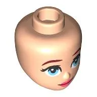 Minidoll Head with Dark Red Eyebrows, Medium Azure Eyes, Coral Lips