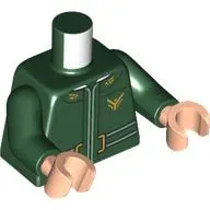 Torso, Jacket, White Belt, Gold Buckle, Atreides Bird Insignia print, Dark Green Arms, Light Nougat Hands