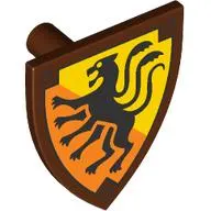 Shield Triangular with Black Displacer Beast on Bright Light Orange Background Print