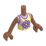 Minidoll Torso Girl with Bright Pink / Bright Light Yellow Top, Flower print, Sienna Brown Arms and Hands [Plain]