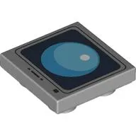 Tile Special 2 x 2 Inverted with Computer Screen, Bright Light Blue Sphere on Black Background print