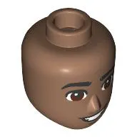 Minidoll Head Male, Black Eyebrows, Reddish Brown Eyes, Smile with Teeth