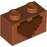 Brick 1 x 2 with Reddish Brown Heart print