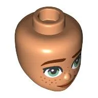 Minidoll Head, Medium Nougat Eyebrows, Right Raised, Freckles, Nougat Lips, Lobsided Grin