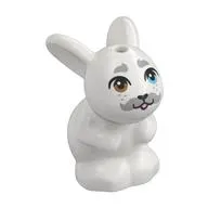 Animal, Rabbit / Bunny Sitting with Dark Bluish Grey Mustache, Brow/Blue Eyes print