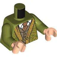 Torso Robe, Gold Trim, Decorations, Dark Tan Vest, Dark Orange Tie print, Olive Green Arms, Light Nougat Hands
