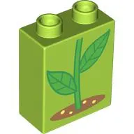Duplo Brick 1 x 2 x 2 with Green Stem, Ground print
