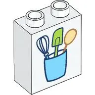 Duplo Brick 1 x 2 x 2 with Kitchen Appliances print