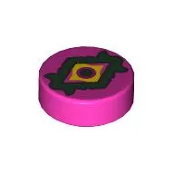 Tile Round 1 x 1 with Yellow Eye, Dark Purple Pupil, Dark Green Eyelid print