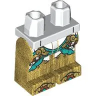 Hips and Pearl Gold Legs with White Robes, Dark Turquoise Trim, Gold Decorations, Toes print