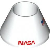 Cone 4 x 4 x 2 Hollow No Studs with 'NASA', USA Flag print