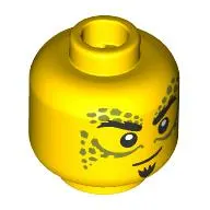 Minifig Head Gith Warlock, Olive Green Decorations, Thick Black Eyebrows, Goatee, Smirk/Angry Scowl