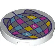 Tile Round 3 x 3 with Kitty Disco Ball print