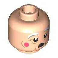 Minifig Head Santa Claus, Thick White/Dark Bluish Grey Eyebrows, Wrinkles, Dark Pink Cheeks, Open Mouth Scared