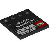 Plate Special 4 x 4 with Studs on One Edge with 'LEGO STAR WARS MILLENNIUM FALCON' print