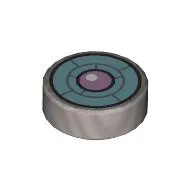 Tile Round 1 x 1 with Bright Light Blue Turbine, Lavender Center print