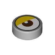 Tile Round 1 x 1 with Reddish Brown Eye Center, Top Pupil, Bright Light Orange Eyelid print