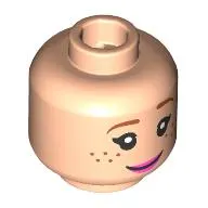 Minifig Head Lucy, Dark Orange Eyebrows, Freckles, Bright Pink Lips, Smile/Medium Azure Sunglasses