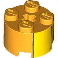 Brick Round 2 x 2 with Yellow Square print