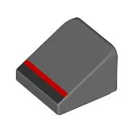 Brick Sloped 30° 1 x 1 x 2/3 with Black/Red Stripe print