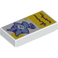 Tile 1 x 2 with Sand Blue Kitten, Dark Purple Notes on yellow Background print