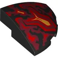 Brick Round Corner, Curved 3 x 3 x 1 Quarter Circle with Red and Yellow Flames print