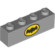 Brick 1 x 4 with Yellow/Black Batman Logo on Both Sides print