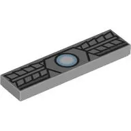 Tile 1 x 4 with Bright Light Blue/White Arc Reactor, Armor print