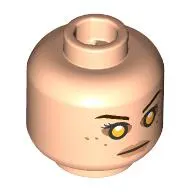 Minifig Head Darth Rey, Black eyebrows, Yellow Eyes, Peach Lips, Freckles, Stern/Angry Scowl