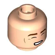 Minifig Head Han Solo, Cheek Lines, White Pupils, Chin Dimple, Open Mouth / Closed Eyes with Bare Teeth Print