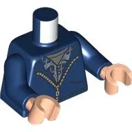 Torso, Hoody, Zipper, Sand Blue/Dark Blue Shirt, Dark Bluish Grey Shirt print, Dark Blue Arms, Light Nougat Hands