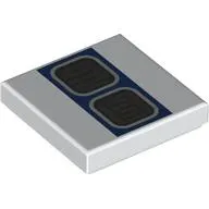 Tile 2 x 2 with 2 Dark Bluish Grey Grilles, Light Bluish Grey Border, Dark Blue Background print