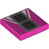 Tile 2 x 2 with 2 Dark Bluish Grey Grilles, Light Bluish Grey background, White Triangles print