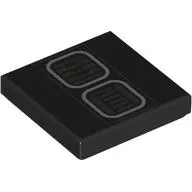 Tile 2 x 2 with 2 Dark Bluish Grey Grilles, Light Bluish Grey Border print