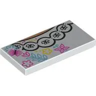 Tile 2 x 4 with Flowers, Butterflies, White Pearl Necklace print