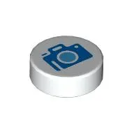 Tile Round 1 x 1 with Blue Camera print