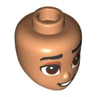 Minidoll Head, Thick Black Eyebrows, Reddish Brown Eyes, Black Lips, Teeth