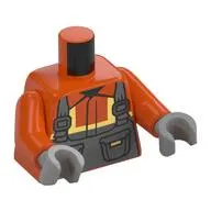 Torso Safety Jacket, Dark Bluish Grey Overalls Print, Reddish Orange Arms, Light Bluish Gray Hands