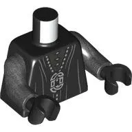 Torso Robe, Dark Bluish Grey Folds, Silver Pendant, Shirt print, Pearl Titanium Arms, Black Hands