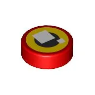 Tile Round 1 x 1 with Brickheadz Eye, White Squares, Black Circle, Yellow Background print