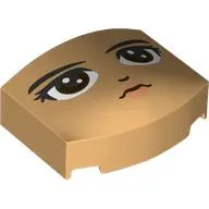 Brick Round 3 x 4, Curved Triple, No Studs with Face, Black Eyebrows, Dark Brown Eyes, Nougat Lips, Forward Look print