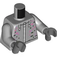 Torso, Hoody, White Laces, Zipper, Dark Pink/Black Squares print, Light Bluish Gray Arms, Dark Bluish Gray Hands