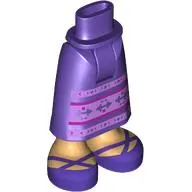 Minidoll Hips and Skirt with Exposed Ankles with Nougat Legs, Dark Purple Shoes, Lavender/Magenta Decorations print