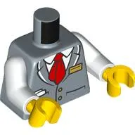 Torso, Suit Jacket, Red Ties, Name Badge, Papers in Pocket, White Shirt print, White Arms, Yellow Hands