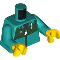 Torso, Hoody, White Zipper, Laces, Dark Green Panel, Black Shirt print, Dark Turquoise Arms, Yellow Hands