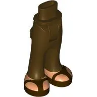 Minidoll Hips and Trousers with Back Pockets with Nougat Feet, Dark Brown Sandals print